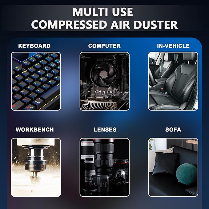 Compressed Air Duster - 180,000 RPM Electric Air Duster - with Brushless Motor, 3-Gear Adjustable Air Duster - for Keyboard, PC, Car, Air Bed, and Home Cleaning (X11-Black)