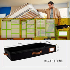 HOMELUX THEORY 2pc Low Profile Under Bed Storage Containers, Thin Under Couch Storage Organizer with Bins & Lids, Underbed Storage Box Ideal for Seasonal Clothes, Blankets, Fabric & Shoes (Black)