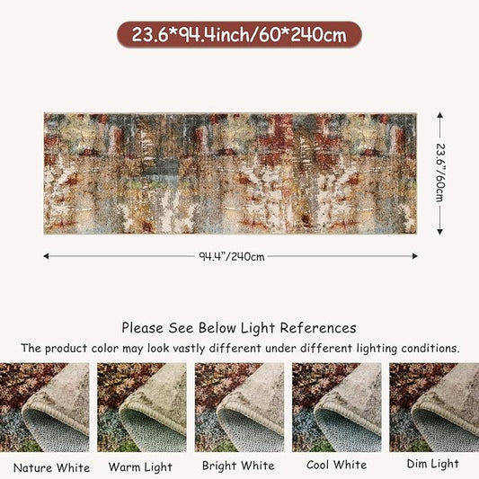 Lahome Washable Runner Rug with Rubber Backing- 2x8 Rug Runners for Hallways Non Slip Kitchen Rugs Non Skid, Modern Abstract Carpet Runner Indoor Floor for Bathroom Entrance Living Room Bedroom,Red