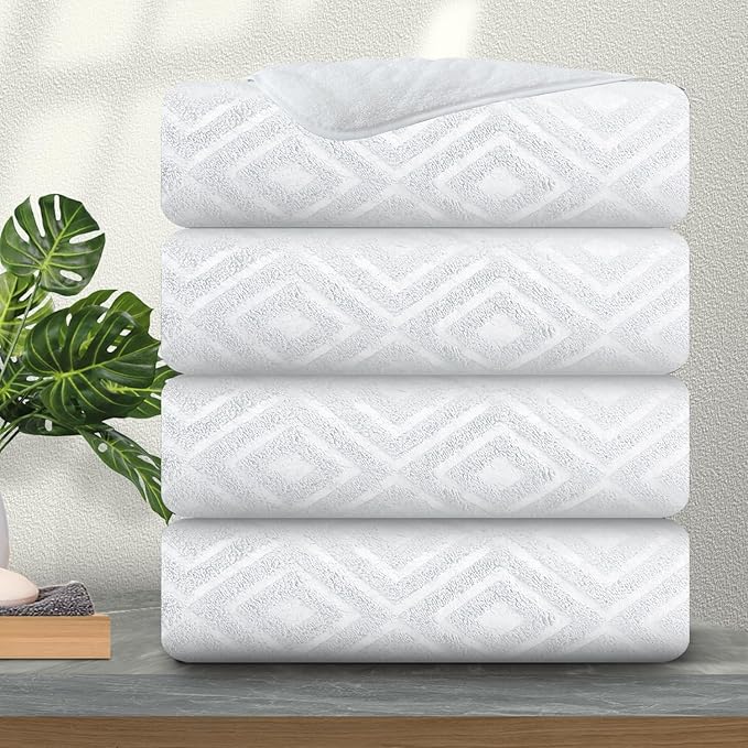 Ferdilan Extra Large Bath Towels Set of 4,35"x70" Oversized Bath Sheet Chair Towels, 600 GSM Ultra Soft & Absorbent Towels for Bathroom, Quick Dry Towel for Gym Hotel Camp Pool White