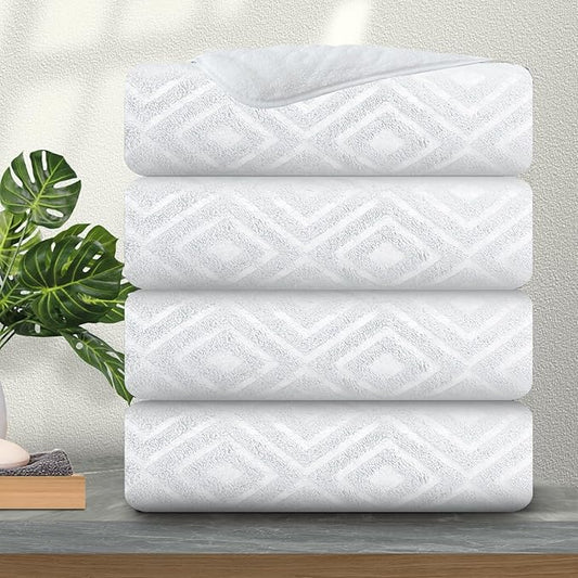 Ferdilan Extra Large Bath Towels Set of 4,35"x70" Oversized Bath Sheet Chair Towels, 600 GSM Ultra Soft & Absorbent Towels for Bathroom, Quick Dry Towel for Gym Hotel Camp Pool White