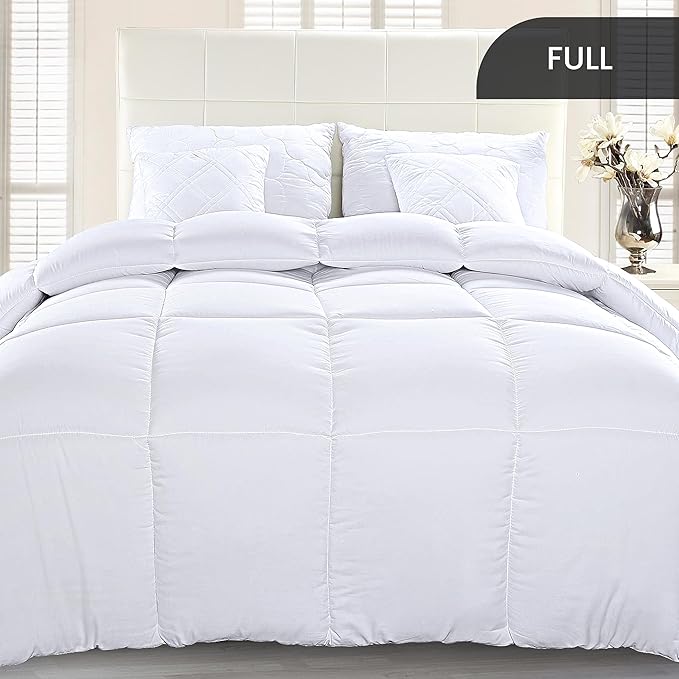 Utopia Bedding Comforter Duvet Insert, Quilted Comforter with Corner Tabs, Box Stitched Down Alternative Comforters Full Size (White, Pack of 2)