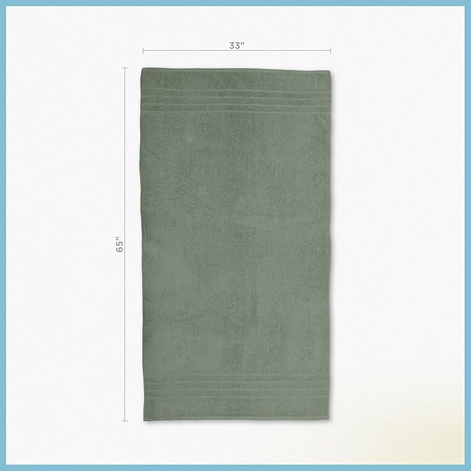 Martex 2-Pack Ultimate Performance Bath Sheet Set – 100% Cotton – 33” x 65” – Extra Large Bath Towels – Versatile – Low-Linting – Supersoft Bathroom Set – Super Absorbent – Easy Care – Sage