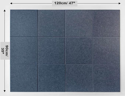Blue Felt Bulletin Board 47"x35" | Large Cork Pin Board Alternative for Office, Home & Classroom | Felt Wall Tiles (12-Pack) | Blue Classroom Decor Office Supplies | Denim Blue