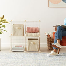 Amazon Basics 4 Cube Storage Organizer - Wire Grid Closet and Storage Shelves, Stackable, White 14