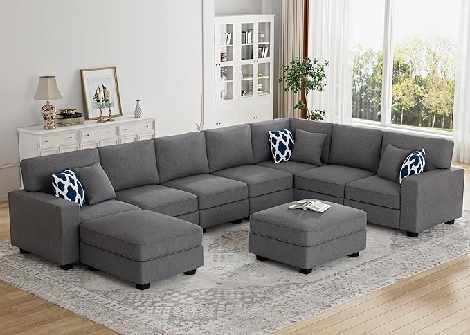 Legend Vansen Modular Sectional Sofa U Shaped Couch with Ottoman Modern Reversible Corner Sectional Couch for Living Room (Dark Grey, U Shaped Sofa-5)