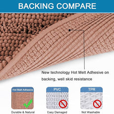 H.VERSAILTEX 2 Piece Set Bathroom Rugs Bath Mats Sets Super Absorbent Chenille Striped Bath Mats Non Skid Machine Wash Dry Rugs for Bathroom Floor (Muted Clay, 47 x 17 Plus 17 x 24 - Inches)