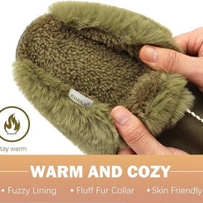 KuaiLu Womens Fluff Dual Memory Foam Slippers Ladies Cozy Arch Support Warm Scuff Slippers Slip on Comfy Winter House Shoes with Non-Slip Indoor Outdoor Hard Sole
