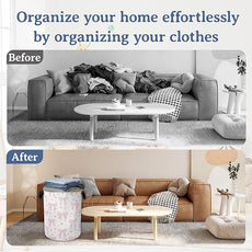 Cute Pink Bow Laundry Basket,Foldable Oxford Cloth Heart Laundry Hamper with Handles, 20.8