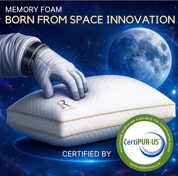 Royal Therapy Queen Memory Foam Pillow, Adjustable Shredded Odor-Free Pillow for Neck & Shoulder Pain Relief, Support for Back, Stomach, Side Sleepers, AirFlowPRO