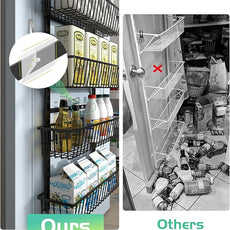 12 Inch Wide Narrow Over The Door Pantry Organizer, Pantry Organization and Storage, Black 8-Tier Metal Hanging Deep Basket Wall Spice Rack Seasoning Shelves, Home & Kitchen Essentials