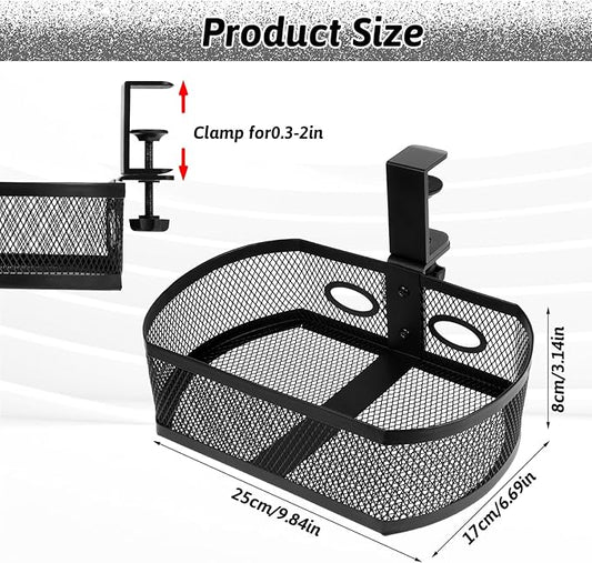 Under Desk Storage Drawer Organizer, Clamp on Under Table Shelf Hanging Desk Mount Tray Attachable Drawer Basket for Home Office Desktop Clutter Management Space Saving