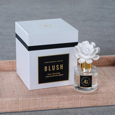 Zodax Apothecary Guild Blush Porcelain Oil Diffuser - Home Fragrance Diffuser Ideal for Living Room, Bathroom, Office - Makes a Great Gift - Porcelain Flower Design - Fig Vetiver - 1.69 Oz.