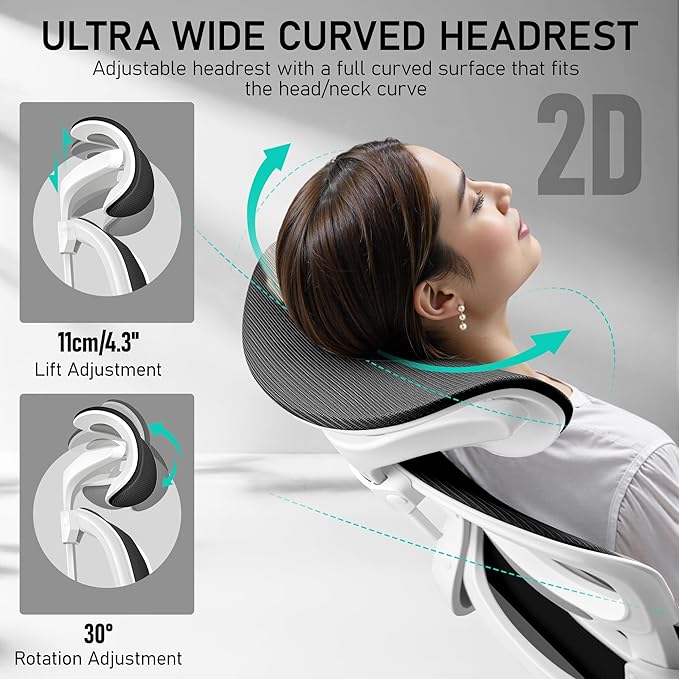 High Back Ergonomic Office Chair, Breathable Mesh Desk Chair with Lumbar Support, Adjustable Headrest, Flip-up Armrests, Computer Gaming Chair