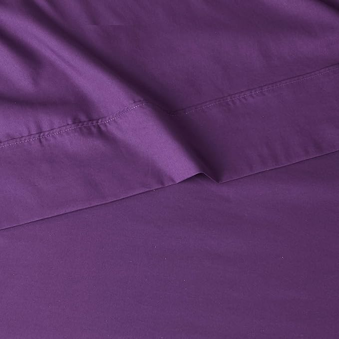 Amazon Basics Lightweight Super Soft Easy Care Microfiber 4 Piece Bed Sheets Set with 14-Inch Deep Pockets, Full, Plum, Solid AmazonBasics