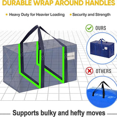 VENO 6 Pack Moving Bags, Upgraded Heavy Duty, Moving Boxes Alternative, Packing Storage Supplies for Dorm Room Essentials with Zipper for Clothes, Large Totes for Packaging (Blue, 6 Pack)