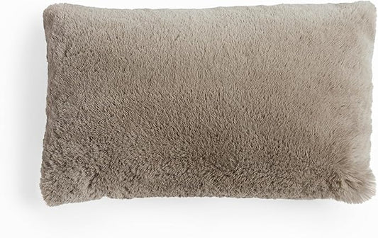 UnHide Squish Lumbar Pillow - Faux Fur Pillow - Extra Soft Throw Pillow - Rectangular Shaped, Polyester Fill - Machine Washable - Perfect for Living Room Or Bedroom - 10” x 18” - Taupe Ducky