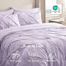 Bedsure Full Comforter Set Light Purple - Bed in a Bag Full Size Bedding Set 7 Pieces, GentleSoft™ Pintuck Bed Set Gift for Family, Pinch Pleat All Season Comforter with Sheets, Pillowcases & Shams