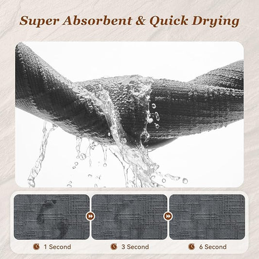 AMOAMI Bath Mat Non Slip Super Absorbent Quick Dry Bath Mats for Bathroom Floor Rubber Backing Washable Bathroom Rugs Modern Woven Jacquard Mat, Beside Tub Bath Rugs, 17" x 24", Darkgrey