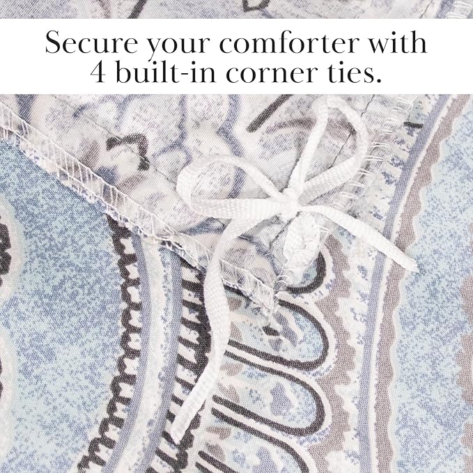 Southshore Fine Living, Inc. Boho Paisley Duvet Cover Set, Twin/XL – Premium Microfiber Bedding, Easy Care – Includes 1 Twin Duvet Cover and 1 Sham, Machine Washable, Pure Melody Aqua