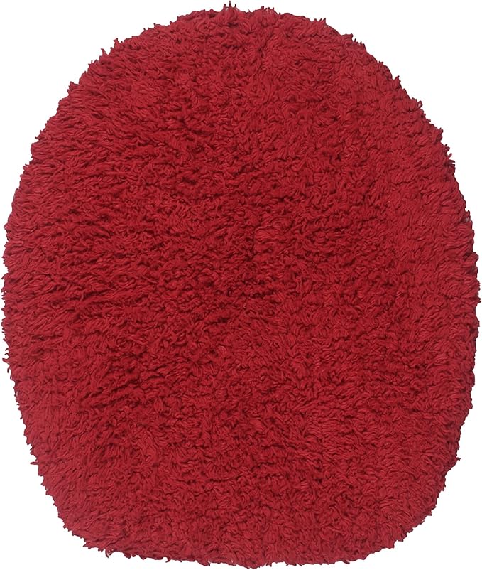 Home Weavers Double Ruffle Collection 100% Cotton Toilet Lid Cover, 18"x18" – Soft, Absorbent & Washable Bathroom Lid Cover with Non-Slip Backing, Red