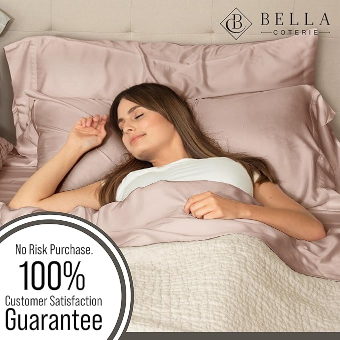Bella Coterie 6 Piece Luxury Bamboo Viscose California King Size Sheet Set | 100% Organically Grown | Cooling for Hot Sleepers | 18" Deep Pocket | Soft & Hypoallergenic | 4 Pillowcases [Dusty Rose] BC