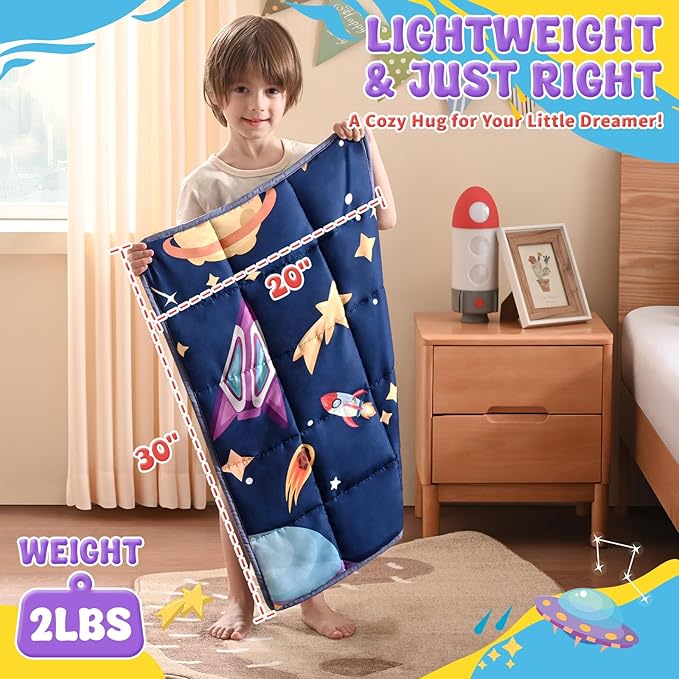 anfie Weighted Lap Pad 2 Pounds, Weighted Blanket Kids(20"*30") Cooling Blanket for Sleeping,Weighted Throw Blanket for Travel Indoor Outdoor(Blue Aerospace)