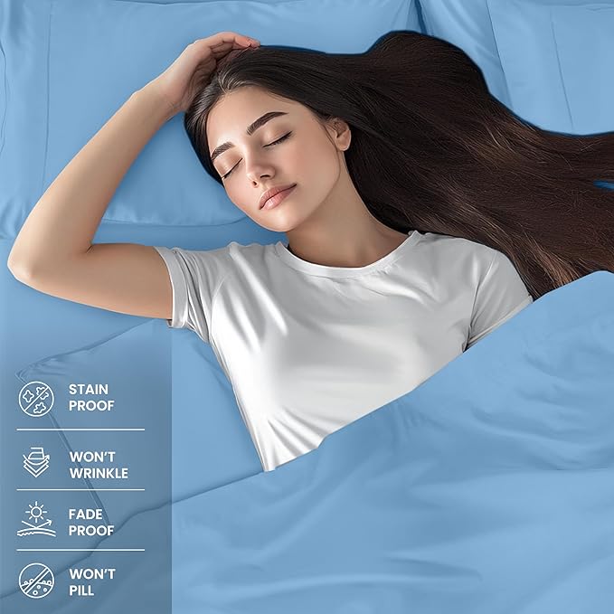 Utopia Bedding Queen Sheet Set – 4 Piece Bed Sheets for Queen Size Bed, Soft and Breathable Microfiber, Includes 1 Fitted Sheet, 1 Flat Sheet and 2 Pillowcases (Dutch Blue)