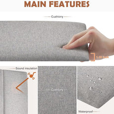 IFNOW Upholstered Wall Mounted Headboard, 3D Soundproof Wall Panels Peel and Stick for Queen Size, Reusable and Removable Tufted Bed Headboard in Medium Grey (9 Panels, 10