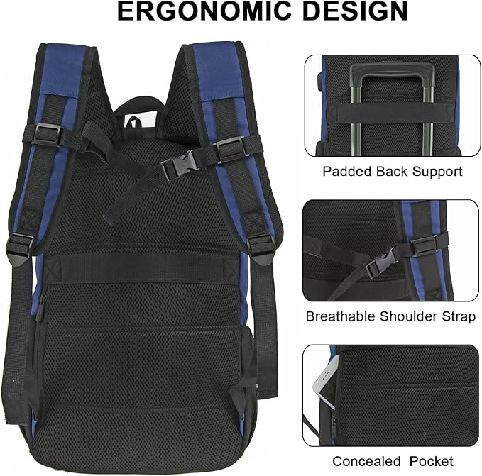 WOLT Laptop Backpack with USB Charging Port Fits Up to 17 Inch Laptop, College Backpack for Men Women, Computer Business Bookbag, Navy