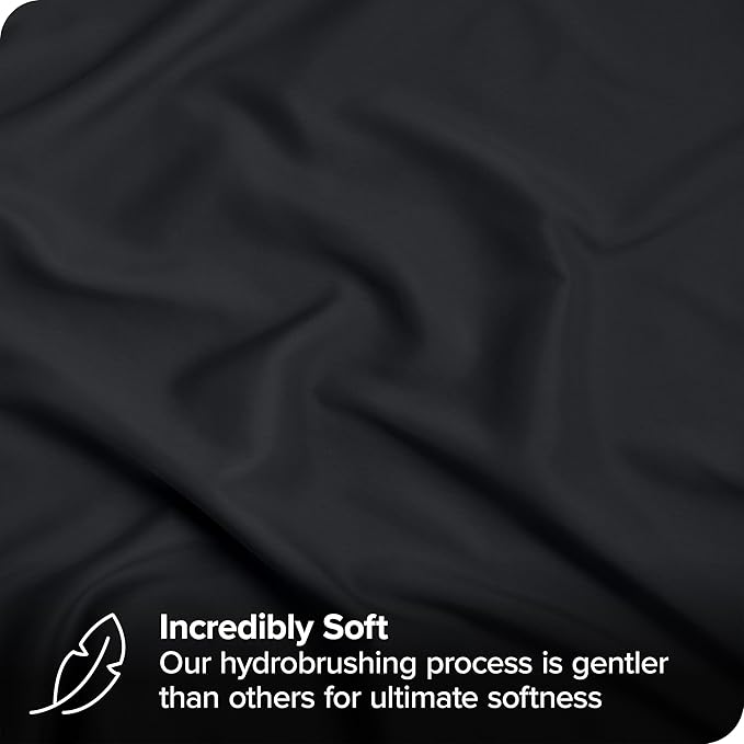 Bare Home Bed-in-A-Bag 7 Piece Comforter & Sheet Set - Full - Goose Down Alternative - Ultra-Soft 1800 Premium - Bedding Set (Full, Black/Black)