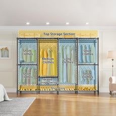 VIPEK V40C Plus Large Covered Clothes Rack for Hanging Clothes, Heavy Duty Portable Wardrobe Closet, Black Metal with Oxford Fabric Cover, Max Load 1300lbs