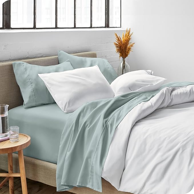 Bare Home Split Head Flex King Sheet Set - 1800 Ultra-Soft Microfiber Bed Sheets - Double Brushed - Deep Pockets - Easy Fit - 4 Piece Set - FlexTop Bedding Sheets (Split Head Flex King, Sea Spray) BareHome
