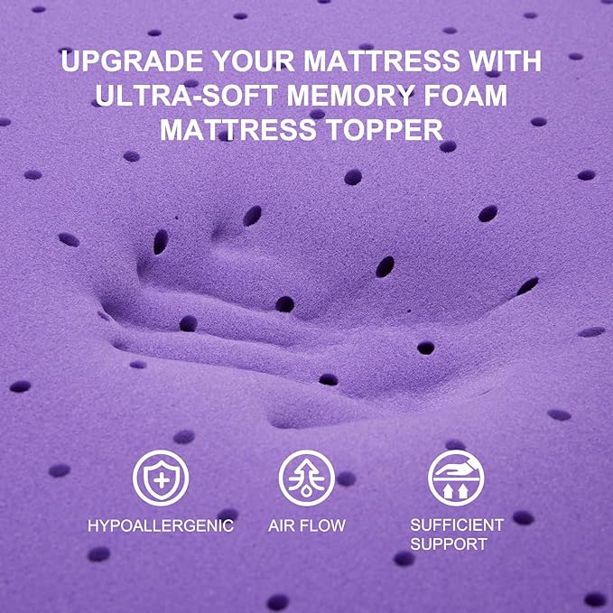 SINWEEK 4 Inch Gel Memory Foam Mattress Topper Ventilated Soft Pressure Relieve Mattress Pad, Breathable Bed Topper, CertiPUR-US Certified, Twin Size