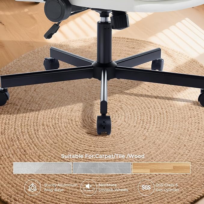 Criss Cross Chair with Flip-Up Arms and Lockable Wheels, Leather Cross Legged Office Desk Chair,Wider 125°Tilting Adjustable Swivel Computer Chair for Home, Apartment, Bedroom,White