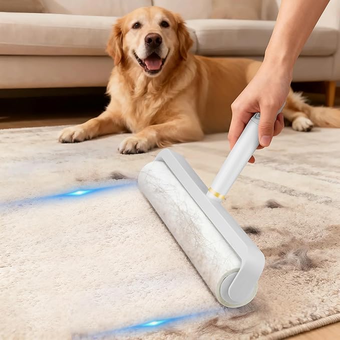 Lint Roller Kit 14.17" Extra-Wide with 5 Refills & Dust Cover | Reusable Pet Hair Remover for Furniture, Car, Clothes | Extendable Handle (100 Sheets/Roll) (5)