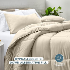 Bare Home Comforter Set - Oversized King Size - Ultra-Soft - Goose Down Alternative - Premium 1800 Series - All Season Warmth (Oversized King, Sand)