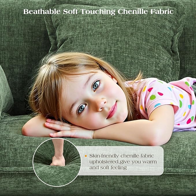 113.4" Modular Sectional Sofa,Cloud Couch for Living Room, Modern Deep Seat Sofa 3 Seater Chenille Fabric Comfy Couches with Throw Pillows for Apartment