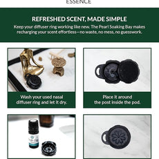 Essence Pearl Travel Case - Wearable Aromatherapy Kit with Nasal Diffuser Rings, Soaking Bay, and 5mL Essential Oil – Portable Wellness Gift Set for On?The?Go Self Care