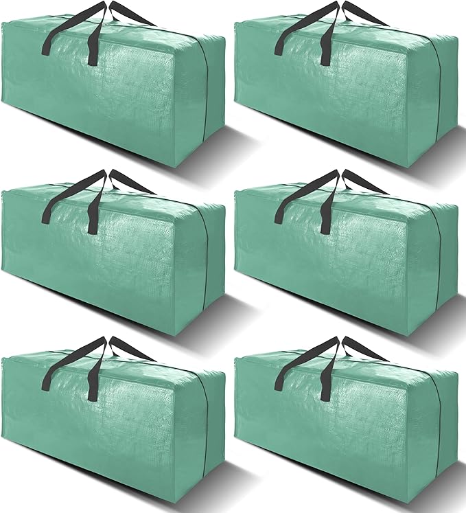 6 Pack Heavy Duty Extra Large Moving Bags W/Backpack Straps - Strong Handles & Zippers, Storage Totes For Space Saving, Fold Flat, Alternative to Box and Bin (40 gal, Teal)