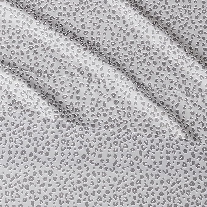 Amazon Basics Lightweight Super Soft Easy Care Microfiber 4 Piece Bed Sheet Set With 14-inch Deep Pockets - King, Grey Cheetah,Printed AmazonBasics