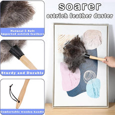 Soarer Ostrich Feather Duster - 14 inches Fluffy Handle Reusable Feather Duster 2pcs Cleaning Brush for Cleaning Supplies,Ceiling Fan, Crafts, Blinds, Furniture