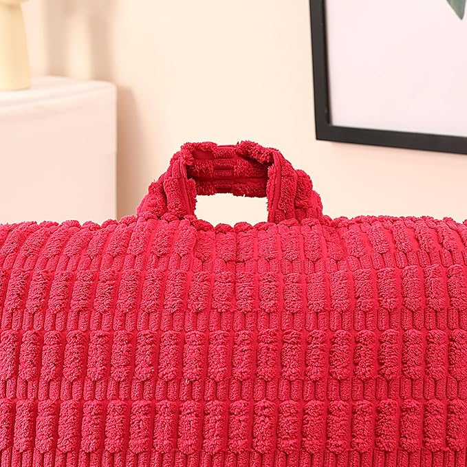 Reading Pillow for Sitting in Bed, Large Backrest Reading Pillow with Arm Rest,Back-Rest Support Cushion for Sit Up on Couch, Sofa, and Floor, Dorm Essentials (Red Corduroy, Standard(17"))