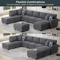 Legend Vansen Modular Sectional Sofa U Shaped Couch with Ottoman Modern Reversible Corner Sectional Couch for Living Room (Dark Grey, U Shaped Sofa-4)