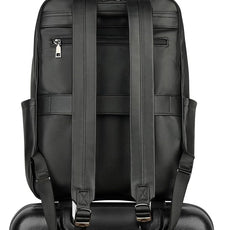 MASINTOR 15.6 inch PU Leather Laptop Backpack Purse for Women, Large College Casual Backpack Travel Bag Black