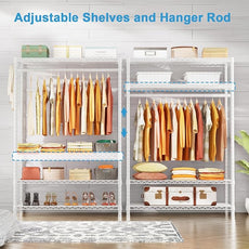 Ulif H4 Plus Garment Rack, 4-Tier Portable Clothes and Clothing Rack for Bedroom and Cloakroom, Closet Storage and Organizer Wardrobe System, 45