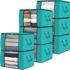 Fab totes Storage Bags,Clothes Blanket Storage Bins Foldable Closet Organizers with Reinforced Handle for Home Dorm Storage and Organization,Fabric Bags for Organizing Sheets,Clothing (Green,8 Pack)