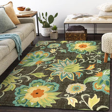 Lahome Machine Washable Floral Living Room Rugs - 5x7 Area Rugs for Bedroom Non-Slip Large Throw Kitchen Rug Soft Green Modern Dinning Room Rug Distressed Indoor Carpet for Entryway Office Room