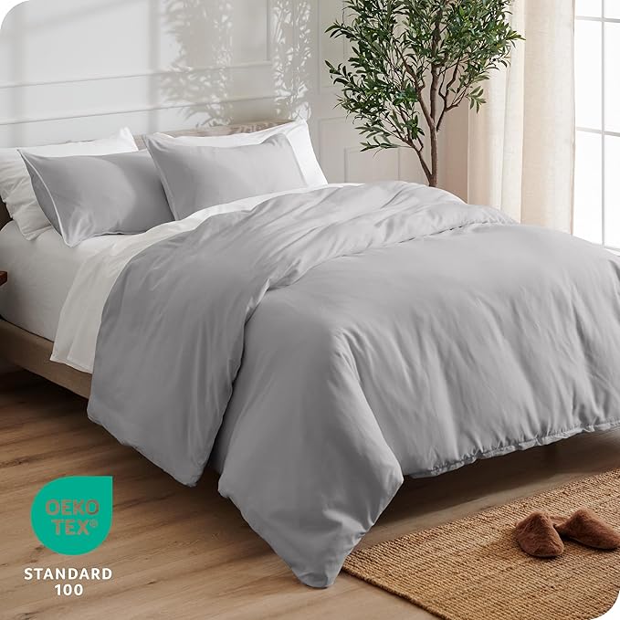 Bare Home Bedding Duvet Cover Twin/Twin Extra Long Size - Premium 1800 Super Soft - Lightweight, Cooling Duvet Cover - Soft Breathable Bedding (Twin/Twin XL, Light Grey)