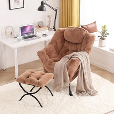 Tiita Lazy Chair with Ottoman, Modern Large Accent Lounge Chair, Leisure Sofa Armchair with Ottoman, Reading Chair with Footrest for Bedroom, Living Room, Dorm Rooms, Garden and Courtyard